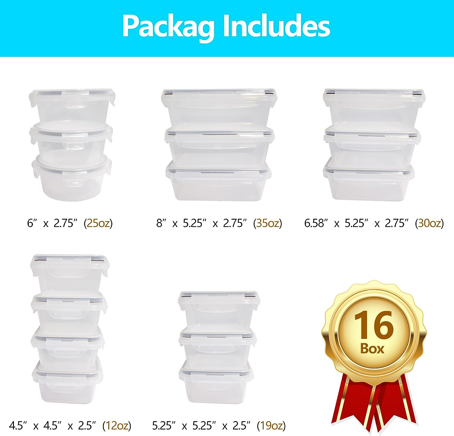 Airtight Food Storage Container Set, Fridge Pantry Organiser Ideal for Home & Kitchen Organisation - Meal Prep Containers Lunch Box -100% Leak Proof Lid (16) image number 5