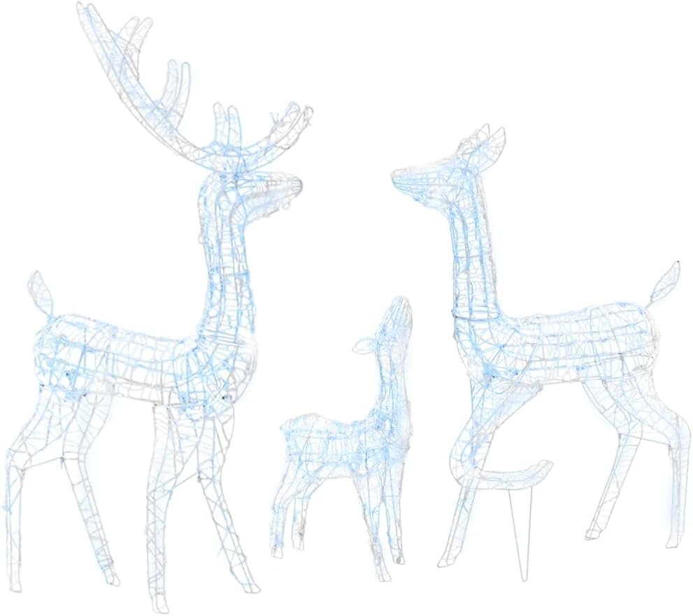 Christmas Reindeer, Xmas Light up Reindeer Outdoor Yard Christmas Decoration Acrylic Reindeer Family Christmas Decoration 300 LED Cold White image number 3