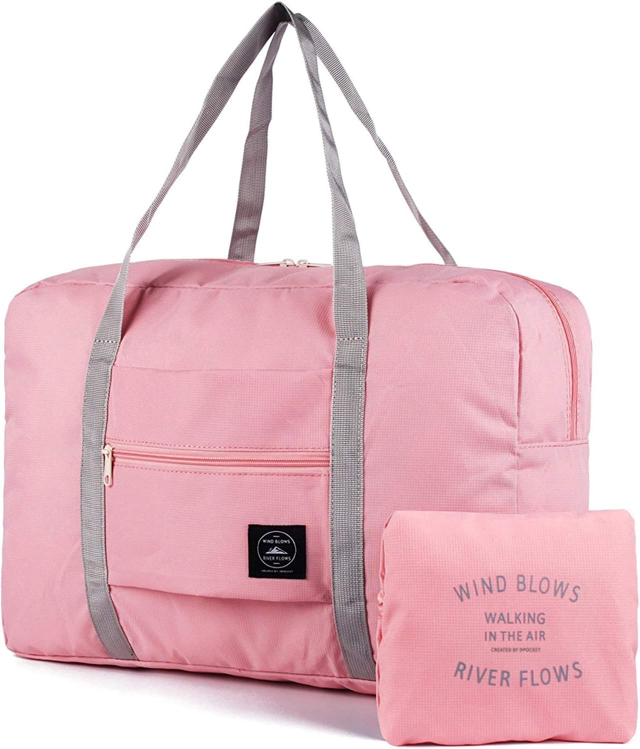 Travel Foldable Duffel Bag for Airlines, Resistant Nylon Waterproof Lightweight Travel Duffle Luggage Bag for Women Men for Vacation, Sports (Pink) image number 3