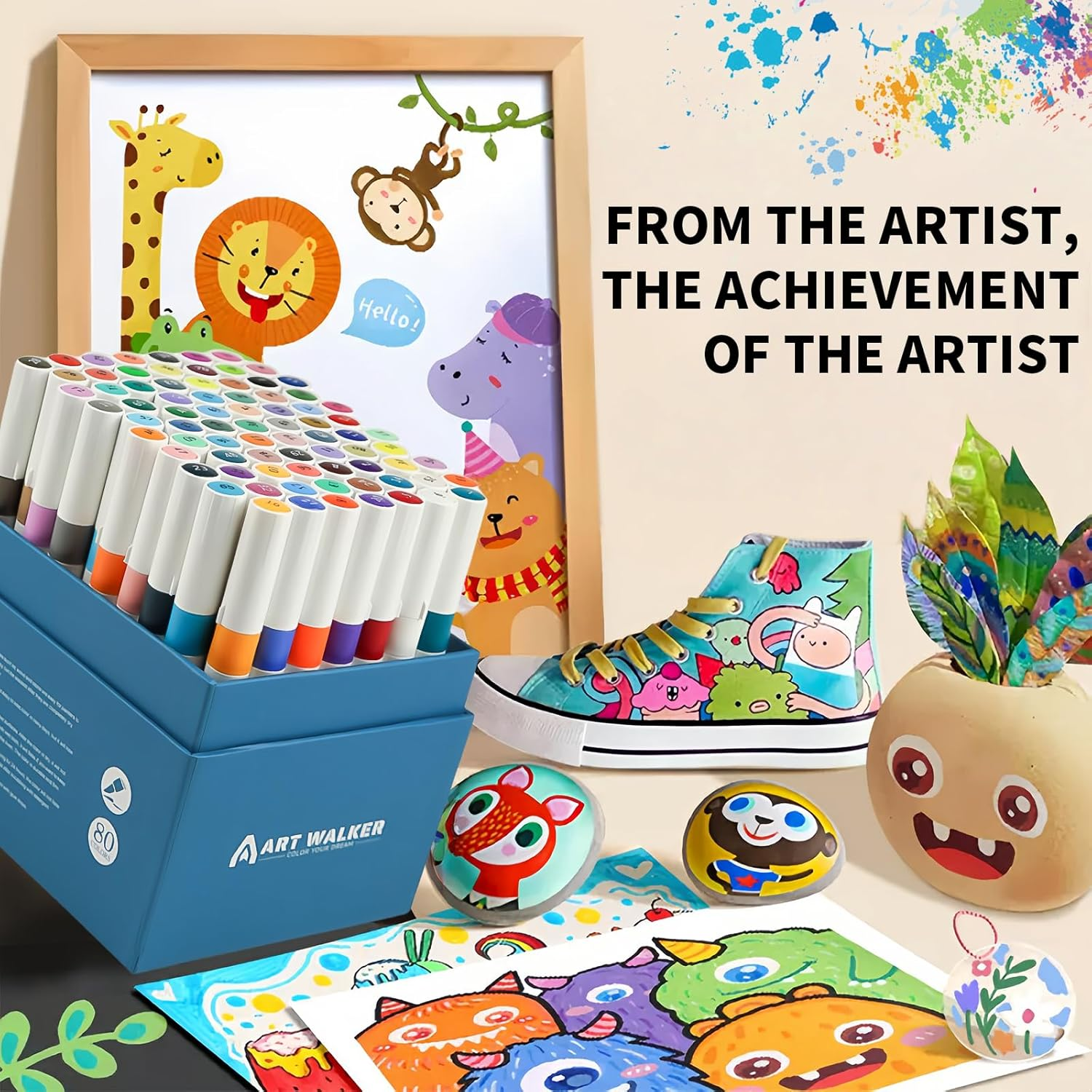 80 Colors Acrylic Paint Markers, Fabric Markers, Acrylic Markers, Acrylic Paint Pens, Opaque Waterbased Quick, for Wood, Canvas, Rock Painting, Glass, Ceramic Surfaces, DIY Crafts Making Art Supplies image number 1