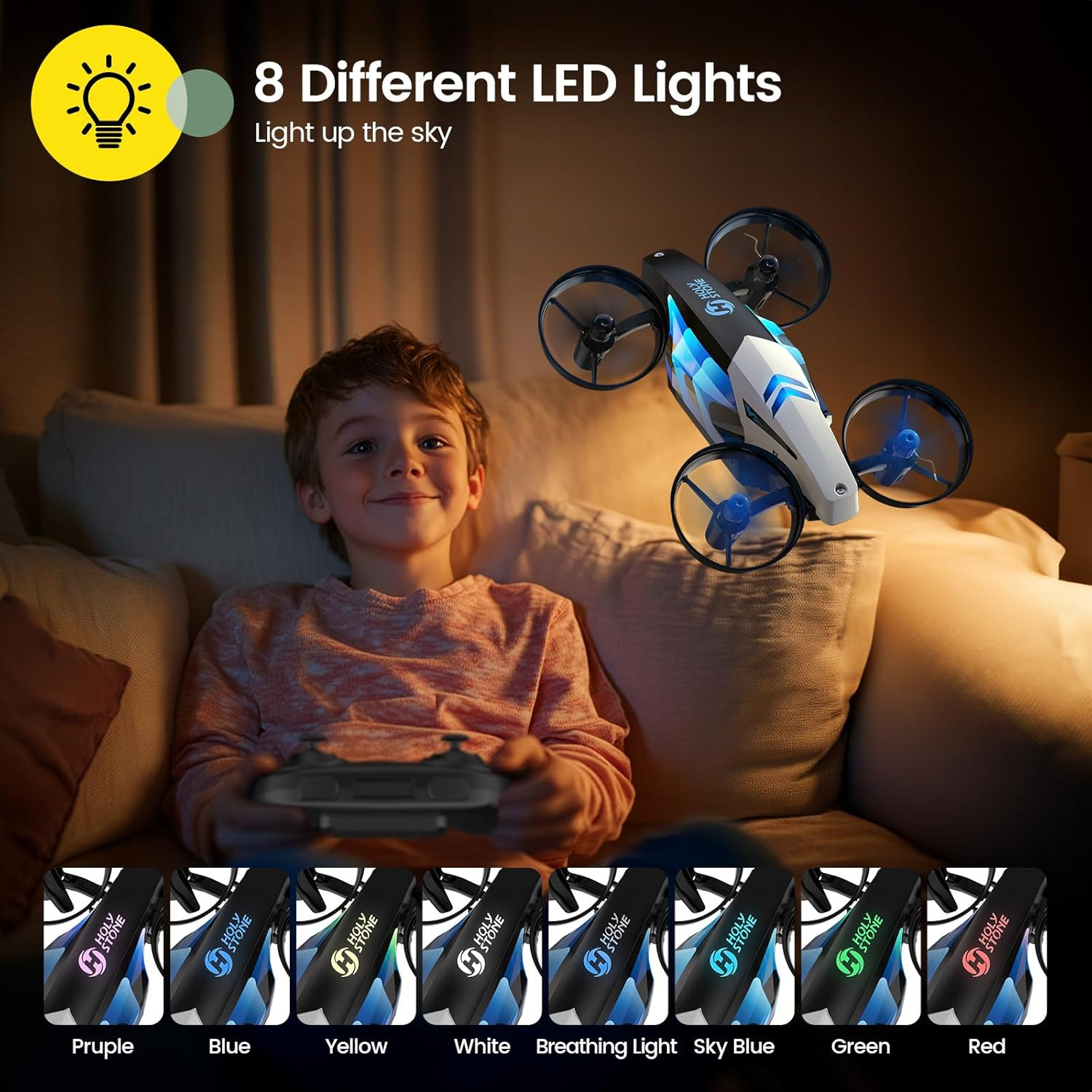 Holy Stone HS210T Mini Drone for Kids, 2-In-1 Indoor Drone with Land & Fly Mode, Four Posture Deformations RC Quadcopter with 3D Flip & Auto Hover, Birthday Great Gifts for Boys and Girls image number 1