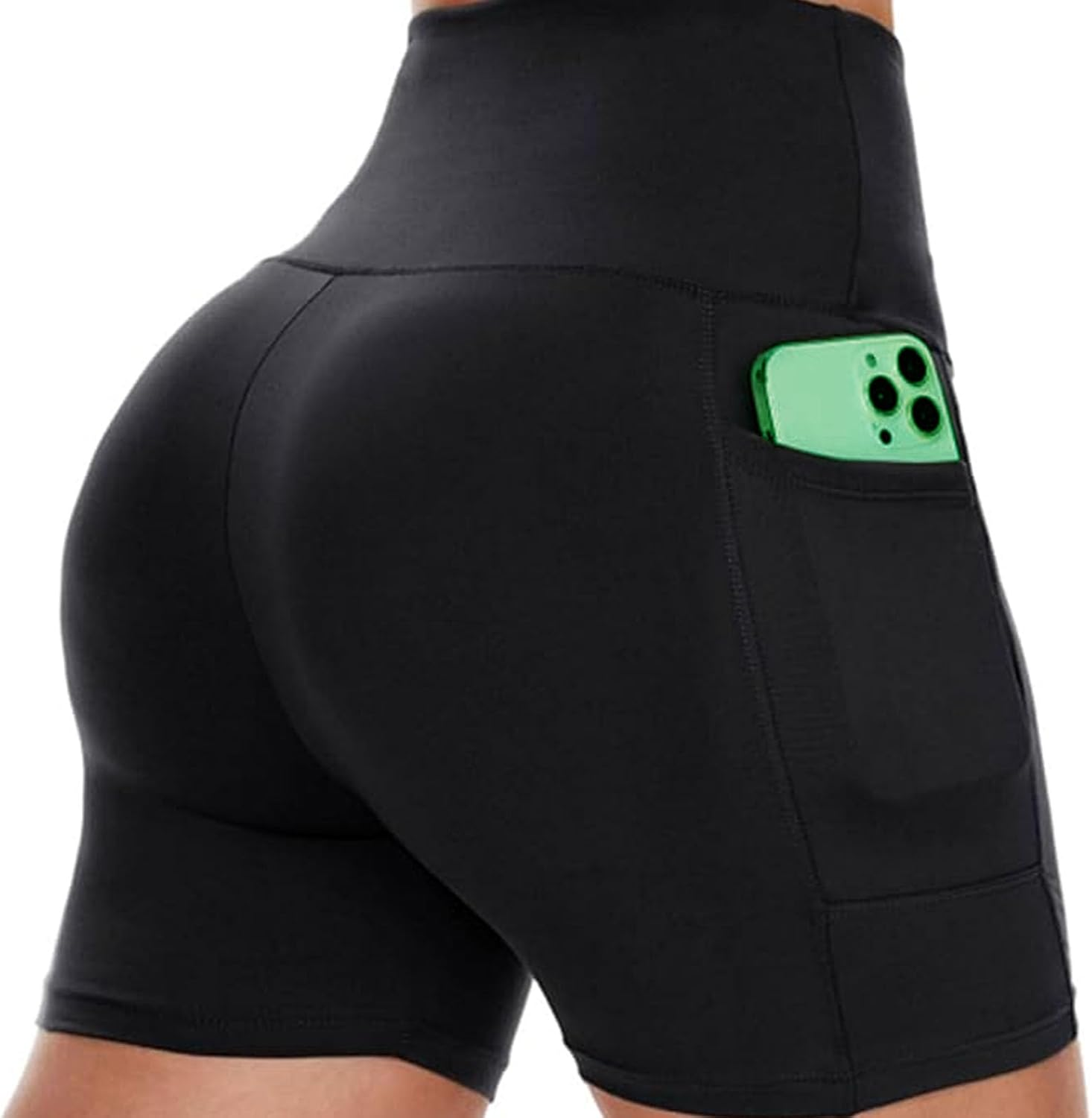 Lyvixora High Waisted Yoga Shorts for Women - Soft & Stretchy Gym Shorts, Running & Cycling, Workout Activewear with Pockets Black (XXL)