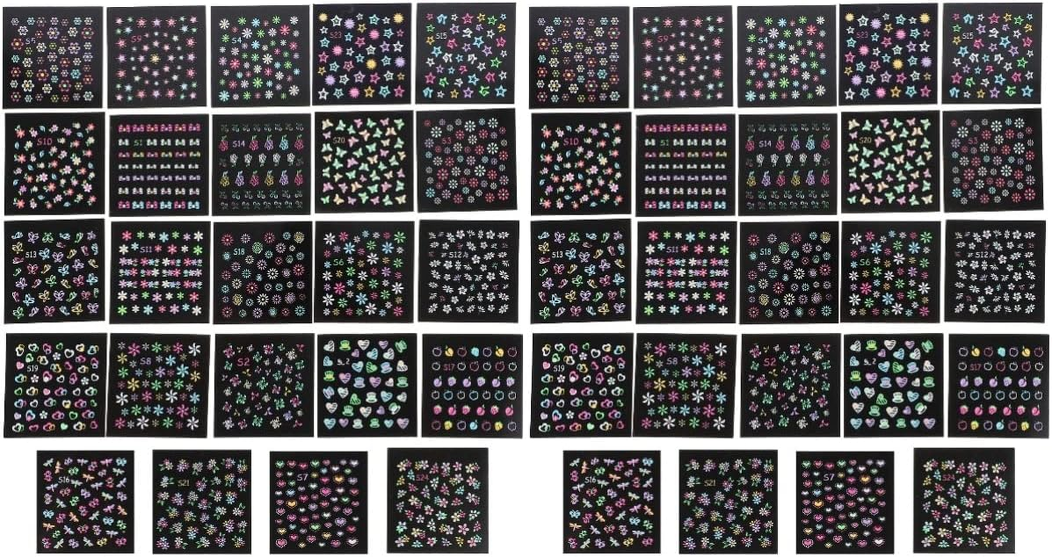 LALAFINA 72Sheets Luminous Nail Art Stickers for Fashion Manicure Dark Fingernail Decor for Halloween Party Nails