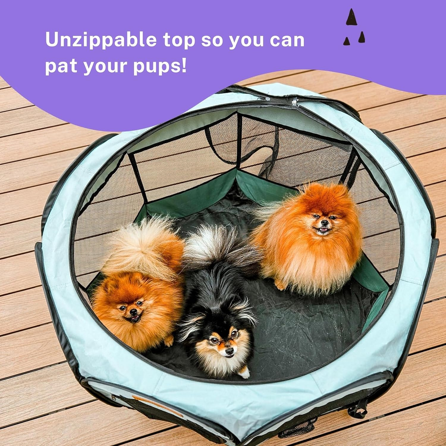 Charlie'S Adventure Indoor Outdoor Waterproof Pet Playpen Foldable Portable Travel-Friendly Dog Cat Crate Tent Accessories Compartment Removable Top Panels - Sage, Small image number 4