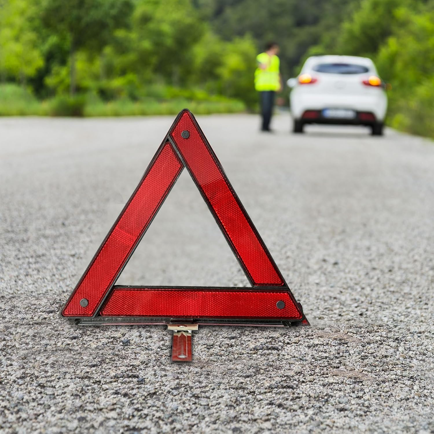 2 in 1 Emergency Warning Triangle & Reflective Safety Vest Kit, Car Safety Kit, Warning Triangles for Cars with Storage Case, Car Breakdown Kit, High Visibility Vest, Travel Roadside Aidt image number 1