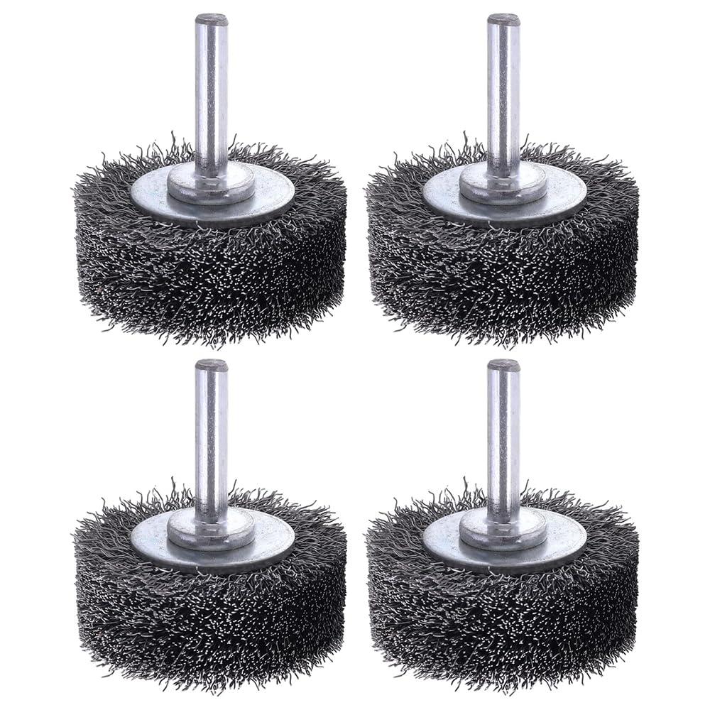 4-Pack Heavy Duty Wire Brushes. Suitable for Drill Attachments, Curled Heavy Duty Wire Brushes, Coarse Carbon Wire Wheels for Removing Paint, Rust and Corrosion image number 2