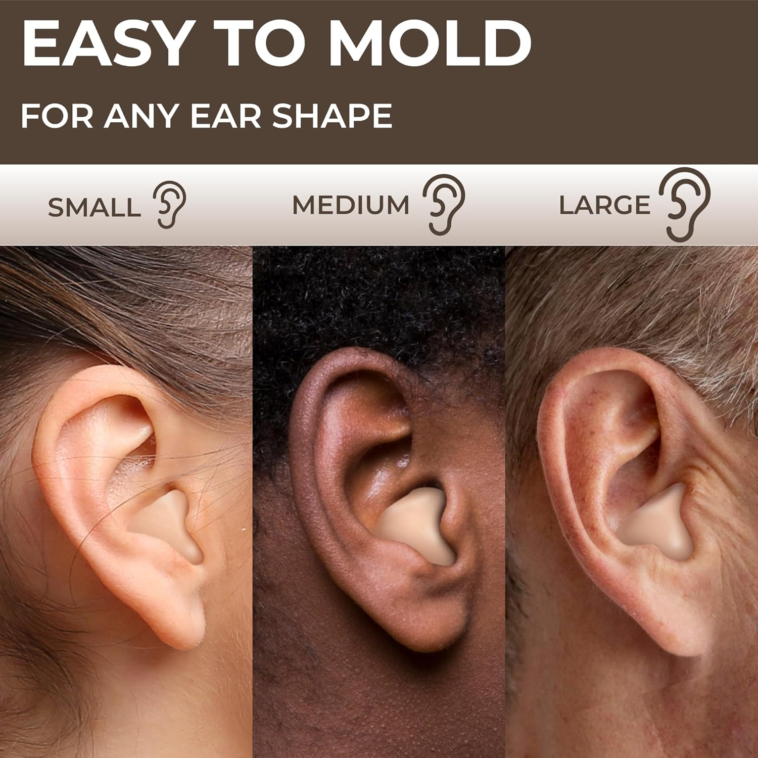 PQ Wax Ear Plugs for Sleeping, Swimming - 15 Soft Noise Cancelling Silicone Gel Wax Earplugs for Sleep and Swimmers, Ear Protection with Sound Blocking Level of 32 Db, 15-Pillows (Beige) image number 5