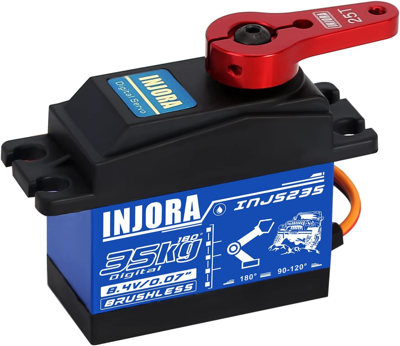 INJORA RC 35KG Brushless Waterproof High Voltage Servo Motor - High Torque Digital for 1/10 1/8 RC Car Model