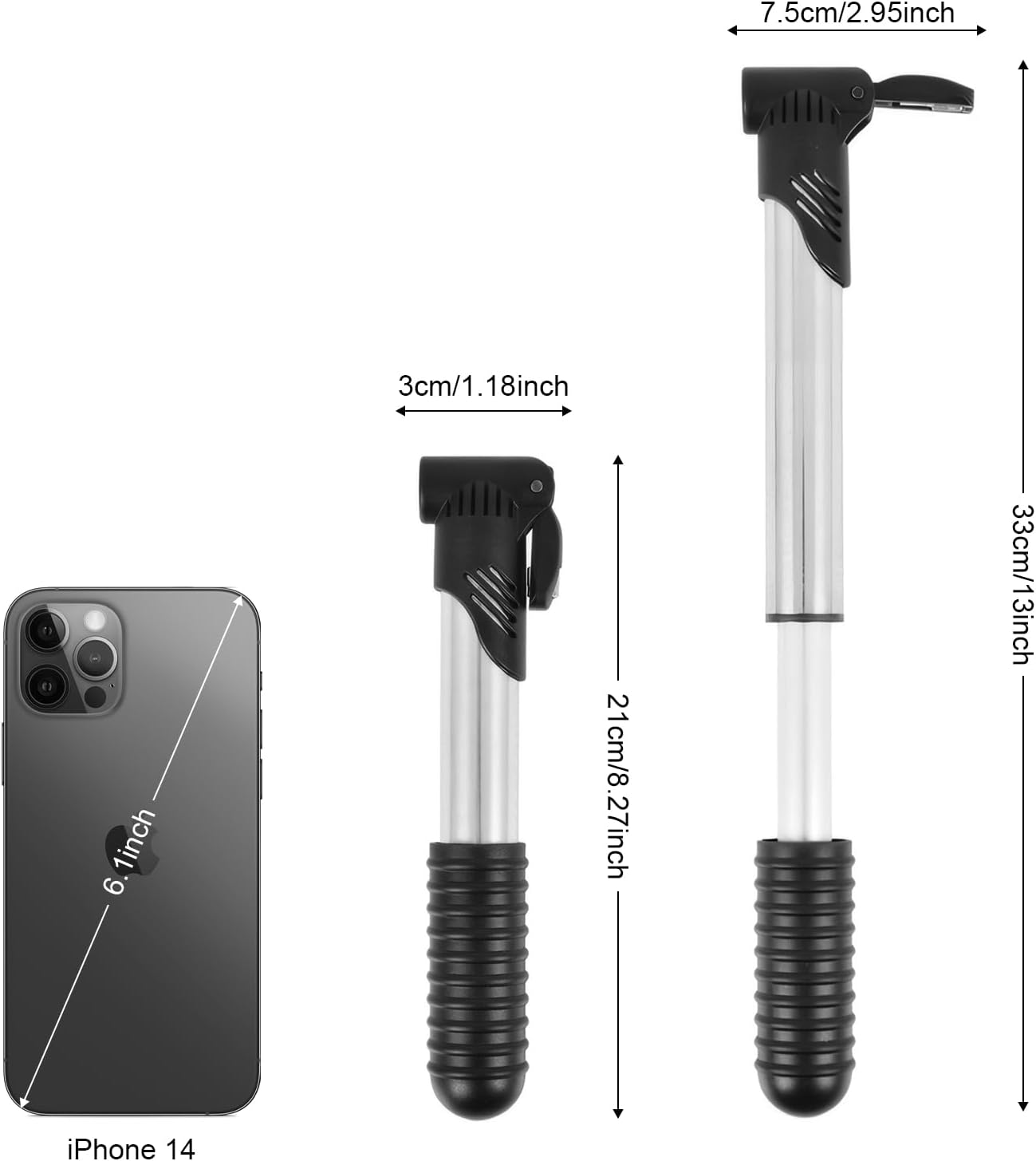 Mini Bicycle Pump, Mountain Bike Pump with Bicycle Frame Mount, Ball/Schrader/Presta Valve for Tyre Football Basketball Balloon, 120 PSI / 8 BAR Max Pressure Portable Lightweight