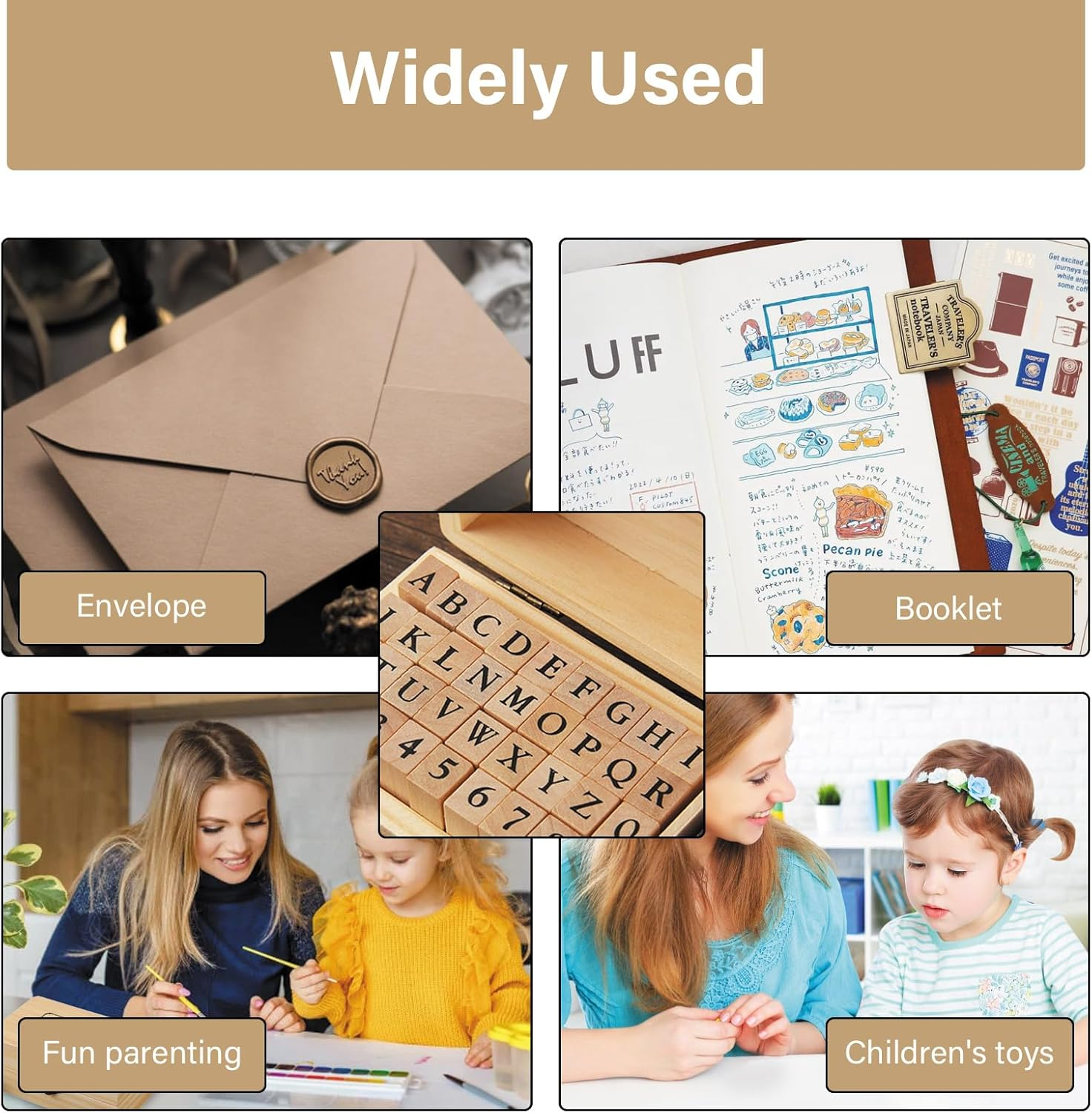 36 Pcs Wooden Rubber Number Alphabet Stamps, Rubber Vintage Letter Stamps Kit, Stamper Seal Set with Wooden Box for Crafting, Journaling, Scrapbooking, Card Making