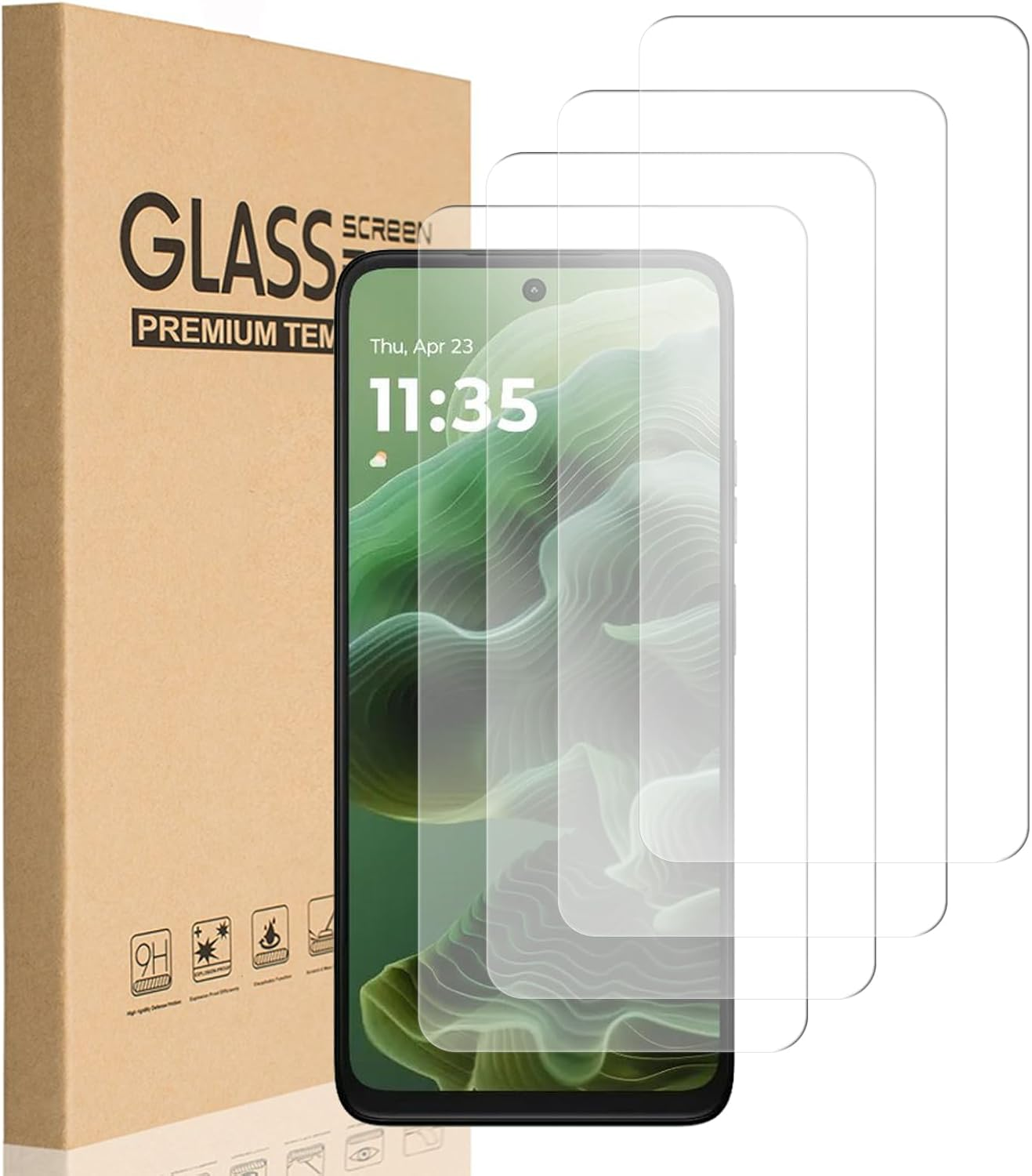 [4 Pack] Screen Protector for Moto G35 5G, [Scratch Resistant] [Case Friendly] 9H Hardness Premium Tempered Glass Screen Protector Film for Motorola G35 5G image number 1