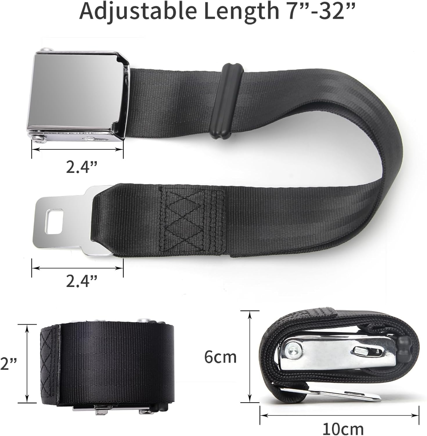 Airplane Seat Belt Extender, Adjustable 7-32" Airplane Seatbelt Extender Fits Most Airlines 1Pcs image number 4