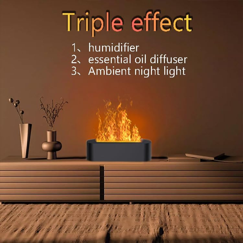Flame Air Diffuser Humidifier Portable Noiseless Aromatherapy Diffusers Essential Oil Diffusers for Household Office Yoga with No-Water Auto Shut-Off Protection image number 6