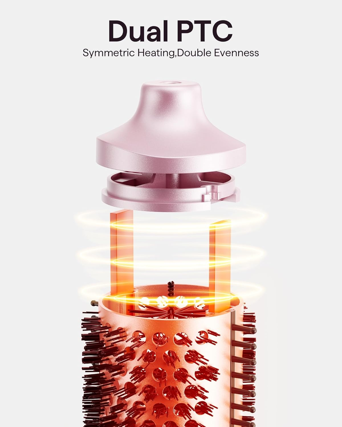 Wavytalk Heatwave Pro Ionic Thermal Brush Set, Dual Voltage 3-Size Heated round Brush for Short to Long Hair, Bilateral Negative Ions for Frizz-Free Shiny Blowout, Pink image number 5