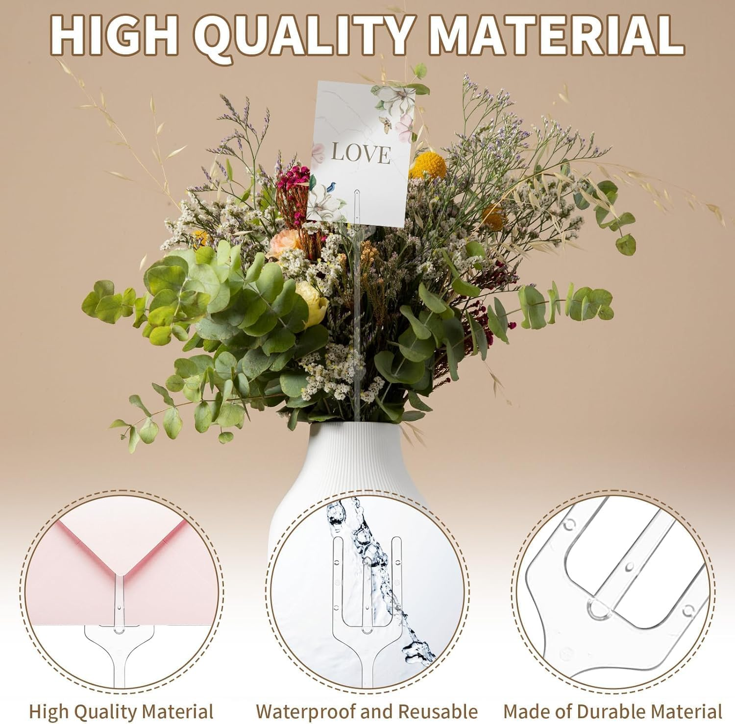 Plastic Flower Card Holder Clips, 80Pcs Clear Straight Head Picks for Photos, Names, Place Cards - Floral Picks Stick for Flower Arrangements image number 3