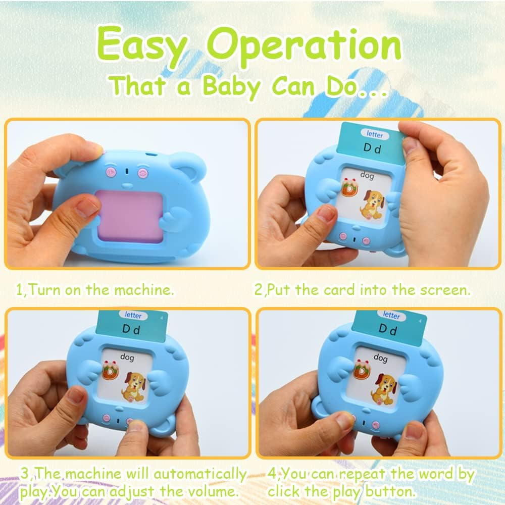 Talking Flash Cards TINY SPARK 255Pcs Toddler Flash Cards 510 Sight Words Learning Educational Toys Little Bear Shape for Kindergarten 1-10 Years Old (Pink Bear) image number 1