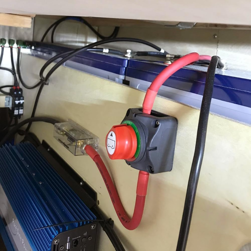 Ampper Battery Disconnect Switch, 12-48 V Battery Power Cut Master Switch Disconnect Isolator for Car, Vehicle, RV and Boat (On/Off)