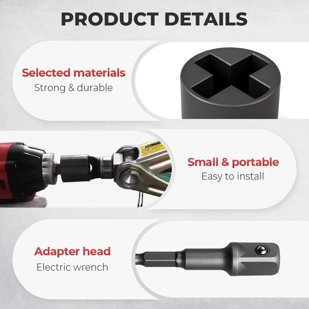 Heavy Duty Scissor Jack Socket for Car Jack and Electric Wrench Adapter Universal Fit for Trailer, RV, Truck, Auto Repair and Quick Labor Saving Car Lift Tool with Durable Steel Construction image number 6