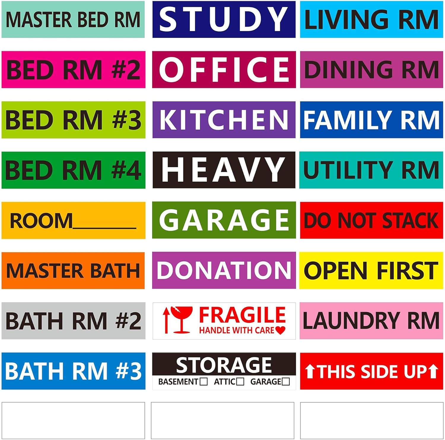 540 Pcs Large Removable Home Moving Sticker Labels 24 Different Color-Coding Packing Label for Box Including Fragile and Customizable Blank image number 3