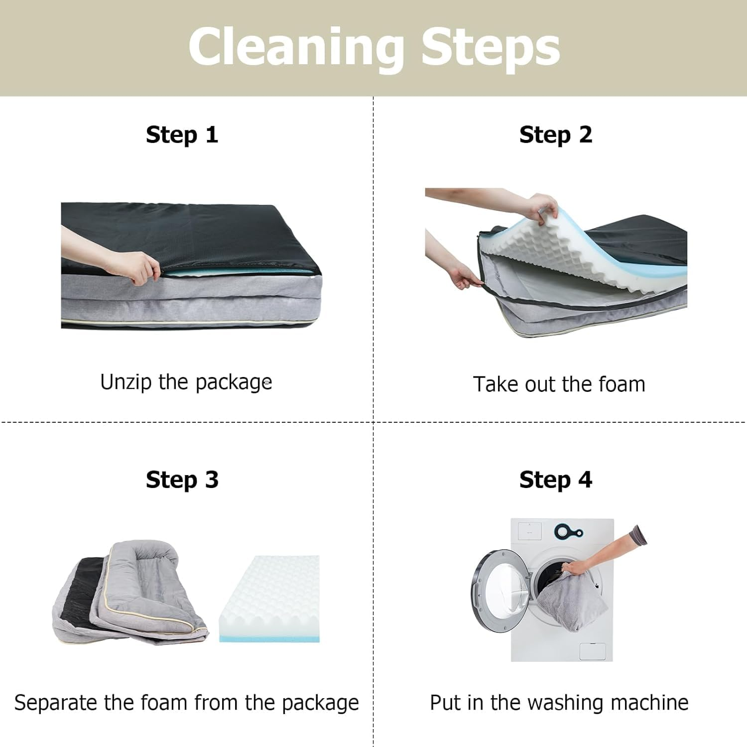 Dog Beds for Large Dogs, Waterproof Memory Foam XXL Couch Dog Bed with Removable Washable Cover & Non-Slip Bottom, Orthopedic Egg Foam Dog Couch for Pet Sleeping, Giant Pet Sofa Beds (110X80X21Cm) image number 2