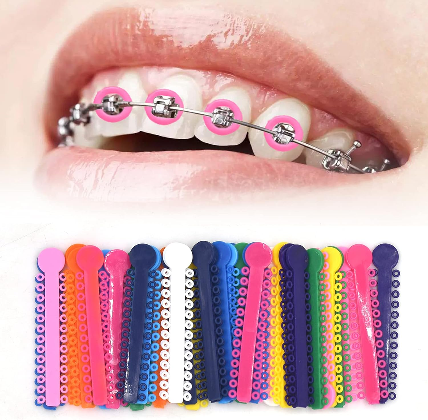 RZJZGZ Dental Orthodontic Ligature Ties and Orthodontic Ligature Gun Dispenser Orthodontic Elastomeric O-Rings Braces Rubber Bands(1040Pcs) image number 3