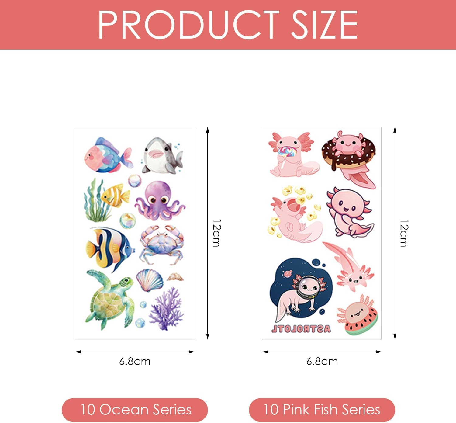 20Pcs Sea Animal Tattoo Stickers Party Favors Funny Face Stickers Creative Decoration Stickers Masquerade Accessories image number 3