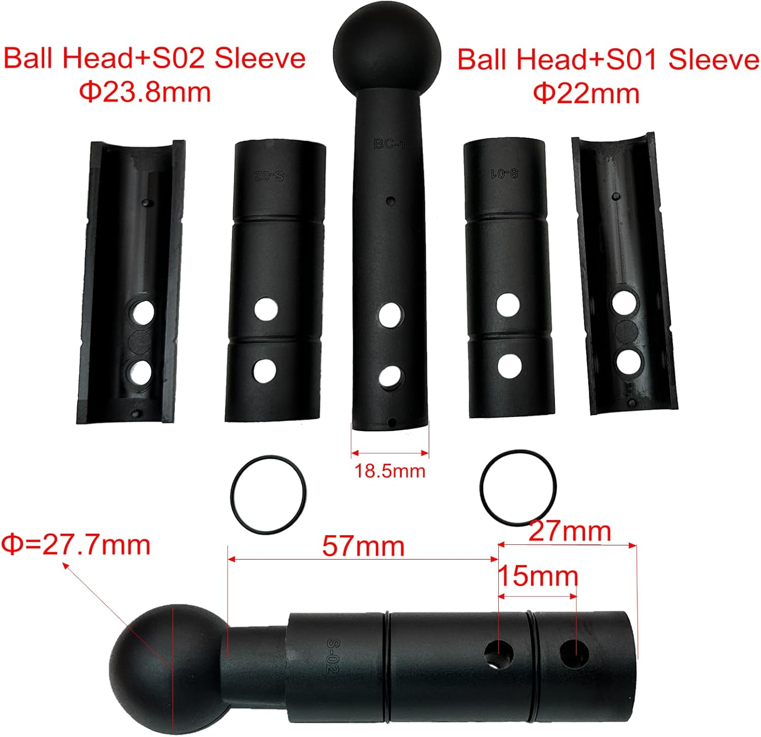 Ball Head Flex Connector for Chariot Bicycle Trailers Child Carrier Axle Mount Ball Cup Replacement Part - Ball + Sleeves image number 6