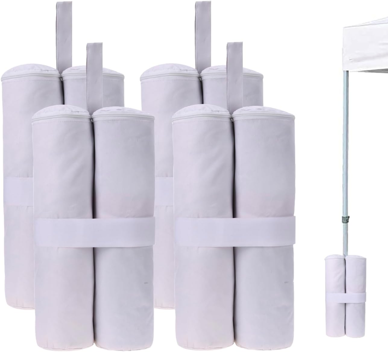 MOOCY White Sand Bags(120Lbs) for Pop up Canopy Tent,1680D Heavy Duty White Canopy Weight Perfectly Matched with White Canopy/Gazebo/Patio Umbrellas,Set of 4