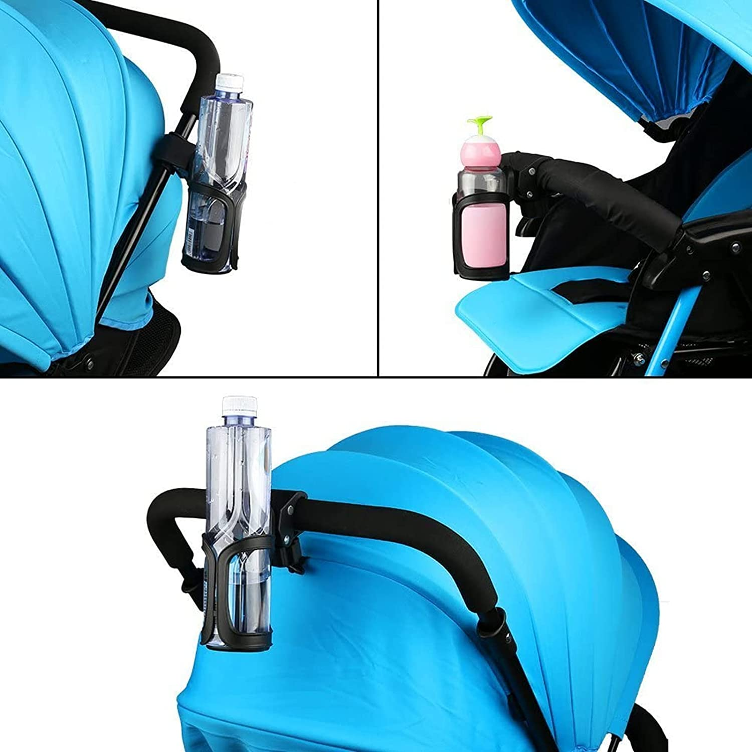 Bike Cup Holder 2 Pack Baby Stroller Bottle Holders 360 Degrees Rotation Anti-Slip Fast Dismounting Cup Drink Holder for Pushchair Bicycle Baby Stroller Wheelchair Motorcycle image number 6
