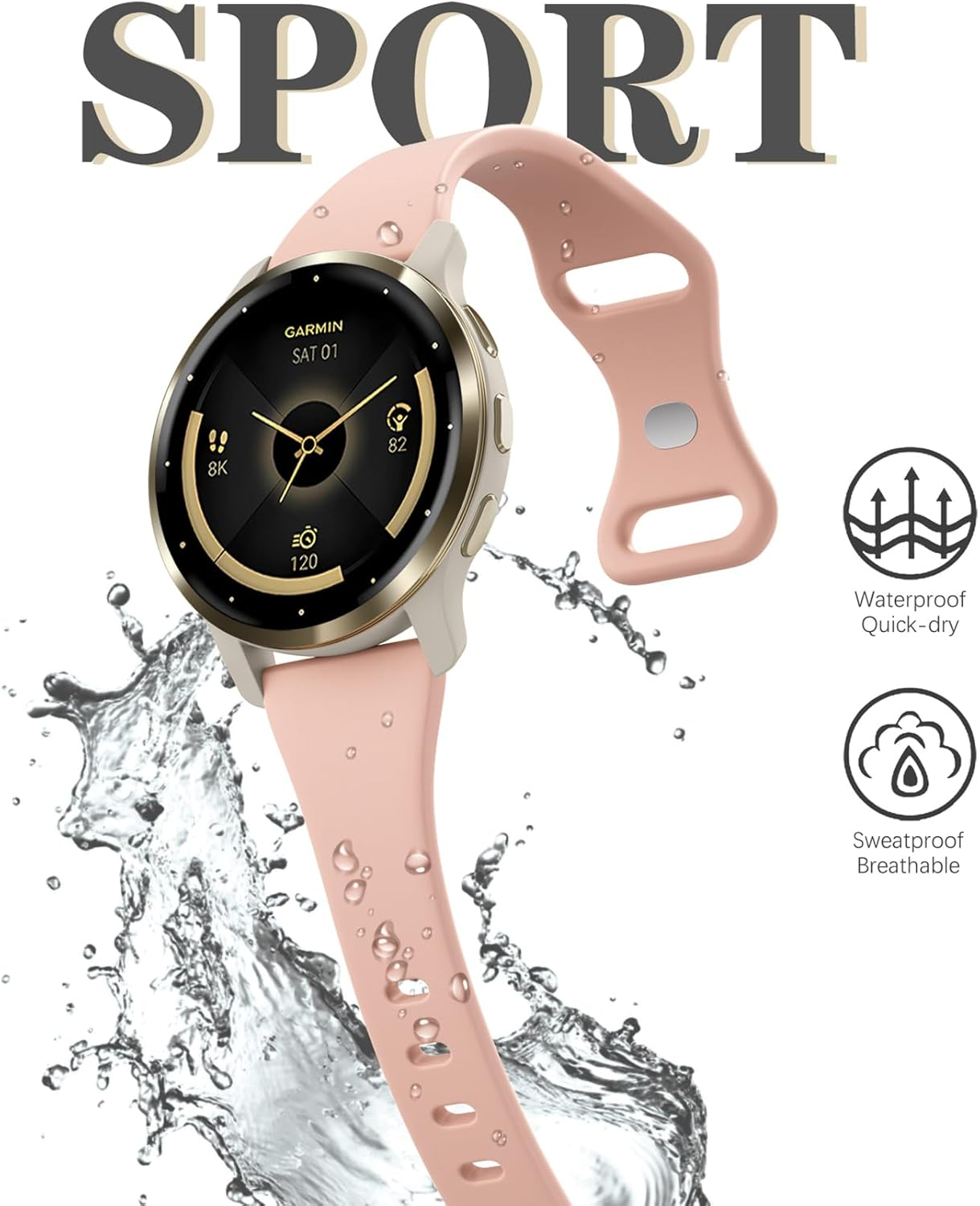 Everact 5 Pack 18Mm Slim Silicone Watch Band Compatible with Garmin Venu 3S 41Mm/Vivoactive 4S/ Venu 2S/Vivomove 3S/Forerunner 255S/Forerunner 265S,Quick Release Sport Thin Soft Narrow Strap Wristband image number 2