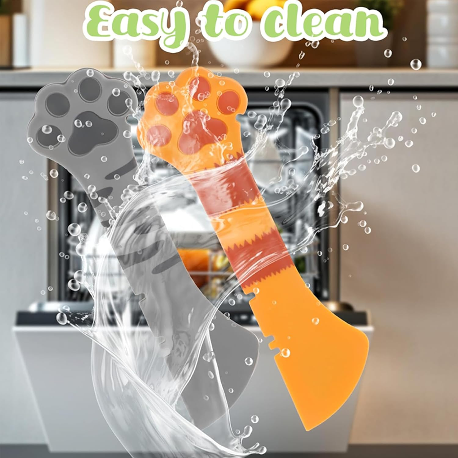 2 Pcs Cute Cat Paw Food Spoon,Silicone Pet Food Can Opener,Home Adorable Cats Spatula Feeder Cats Shaped,Multifunctional Pets Feeding Supplies for Kitten Puppy Canned Food Accessories image number 6