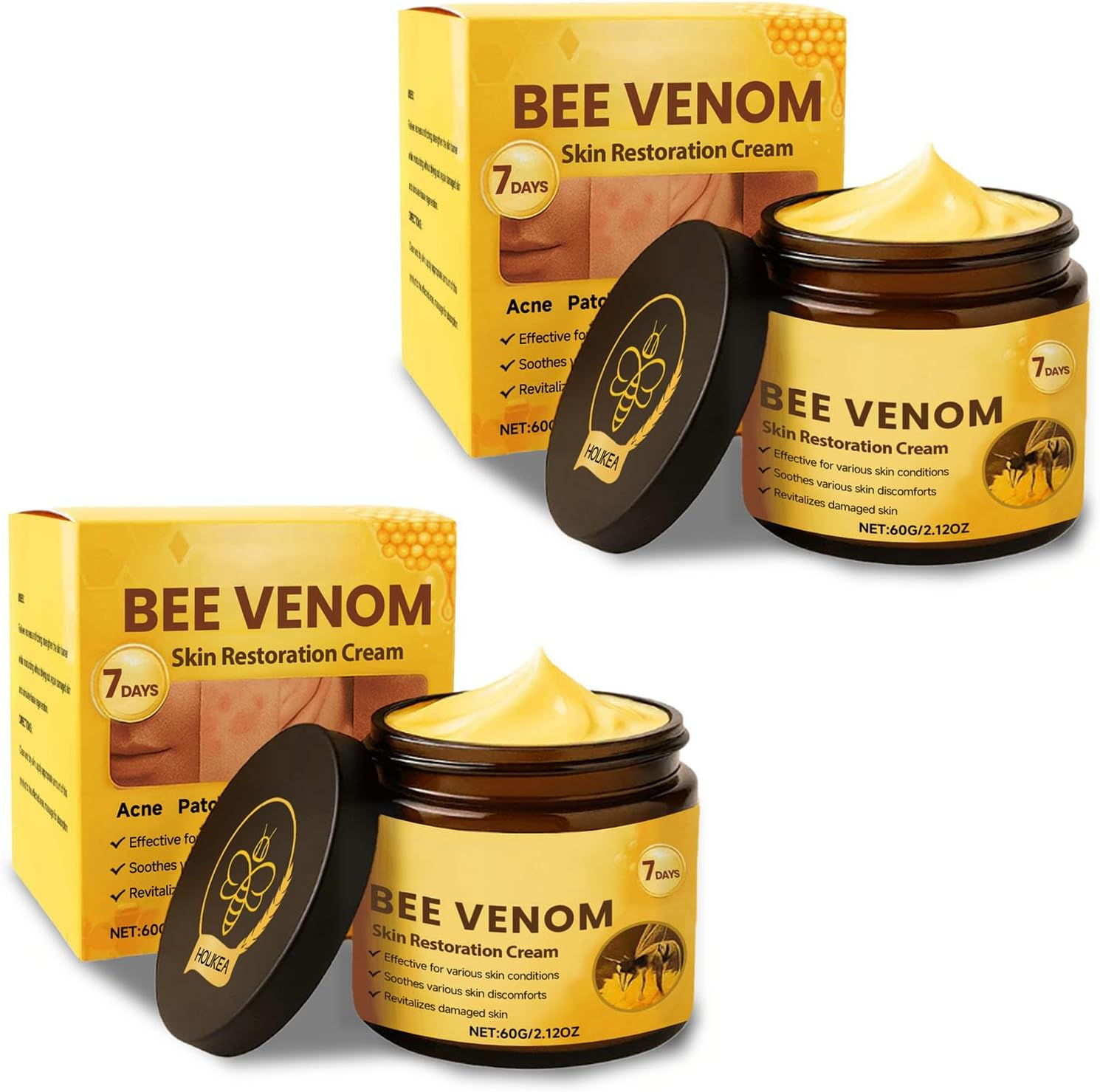 Zentheca Bee Venom Cream, Bee Venom Skin Restoration Cream, Be-E Veno-M Comprehensive Crea-M, Natural Ingredients, for All Skin Types (2PC)