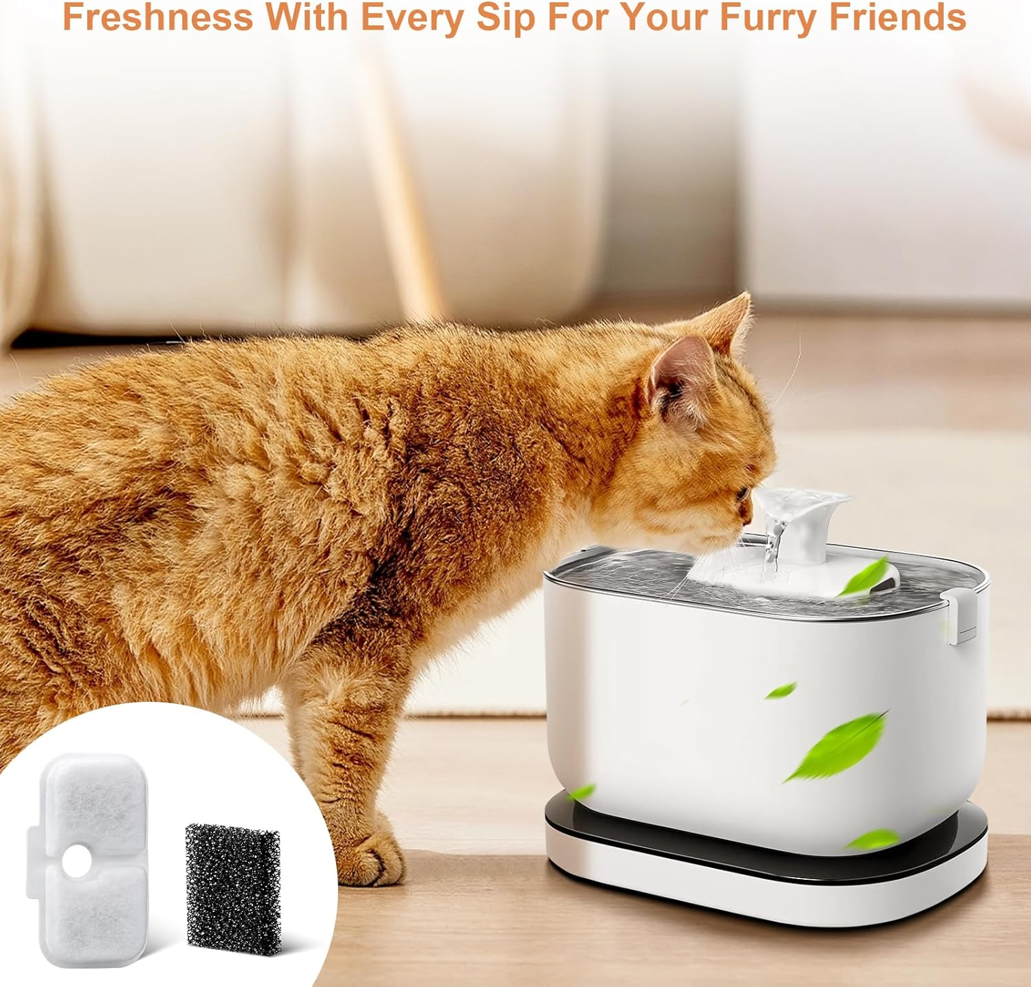 Pack of 16 Cat Fountain Filters for Petlibro Dockstream Drinking Fountain for Cat PLWF005, PLWF115, PLWF105, Includes 16 Filter Cat Fountain and 16 Pump Filter Sponges image number 1