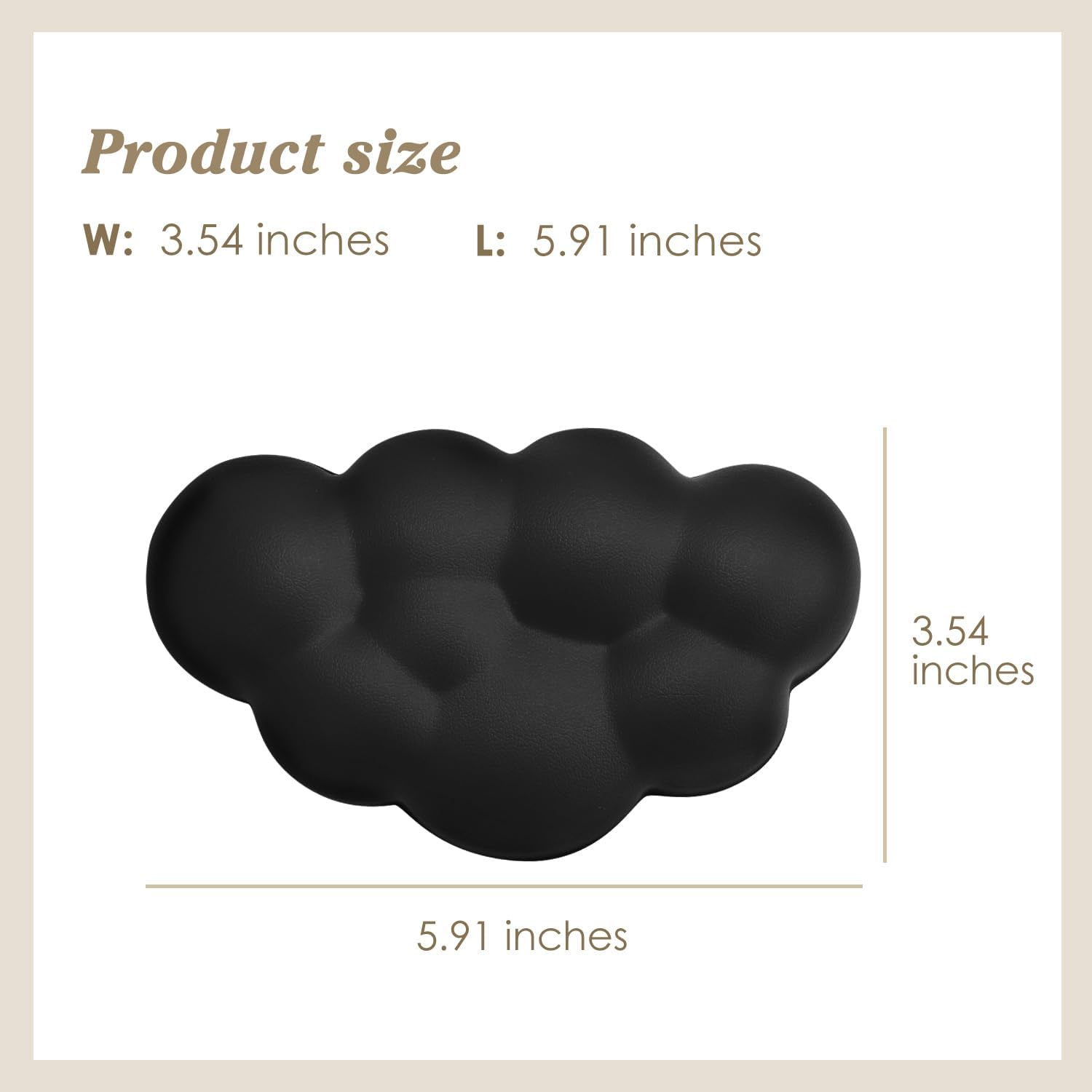 Cloud Wrist Rest Cushion for Mouse Ergonomic Soft PU Leather Memory Foam Wrist Pain Relief Mouse Wrist Support Pad with Anti-Skid Base for Office School Home Laptop & Computer Mouse (Black) - Black image number 4