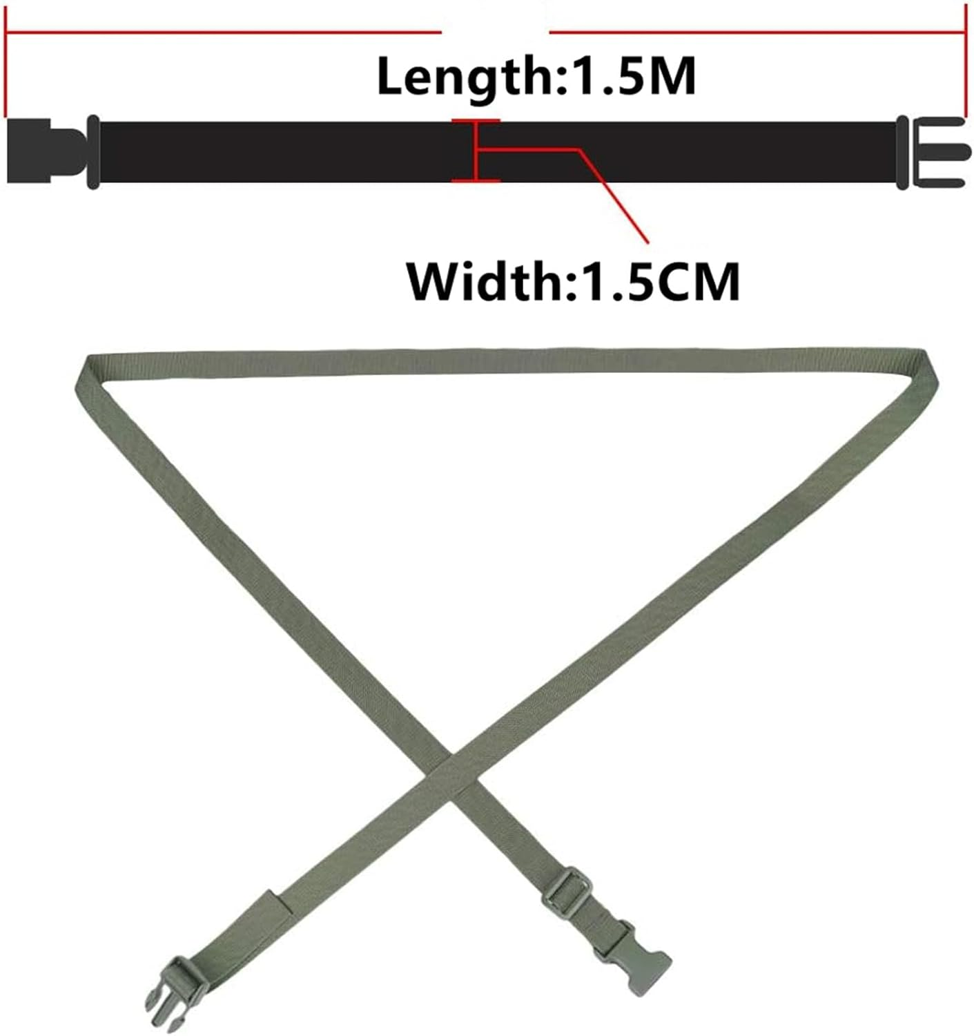 Luggage Straps, 4 Pack Heavy Duty Utility Webbing Strap Adjustable for Backpacking, Camping, Sleeping Bag Compression, Suitcases, with Quick Release Buckle Clip, Armygreen image number 1