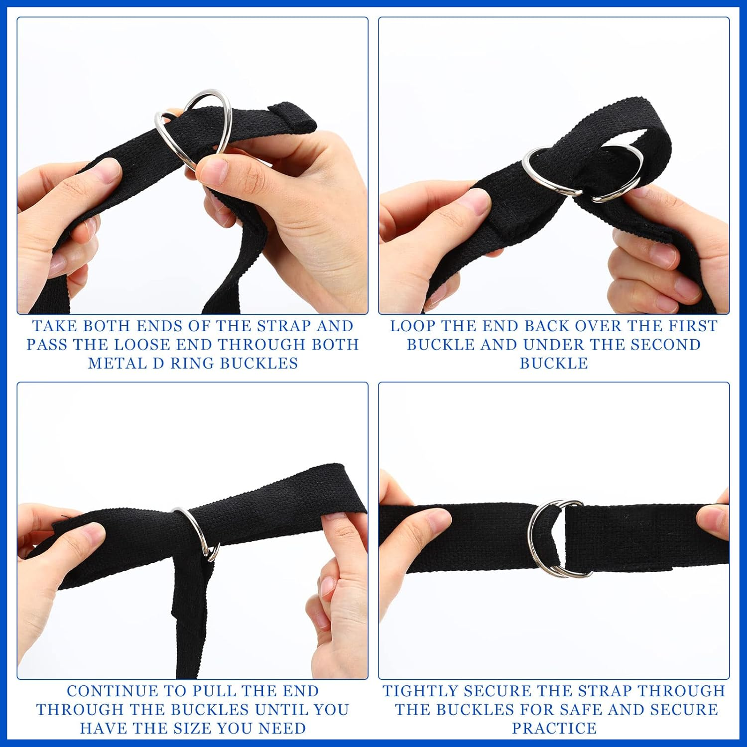 Leyndo 24 Pieces Yoga Strap for Stretching Yoga Exercise Adjustable Straps for Yoga Classes 6 Ft Non Elastic Yoga Belt with Adjustable D Ring Buckle for Pilates Gym Workouts Yoga Fitness - Classic image number 5