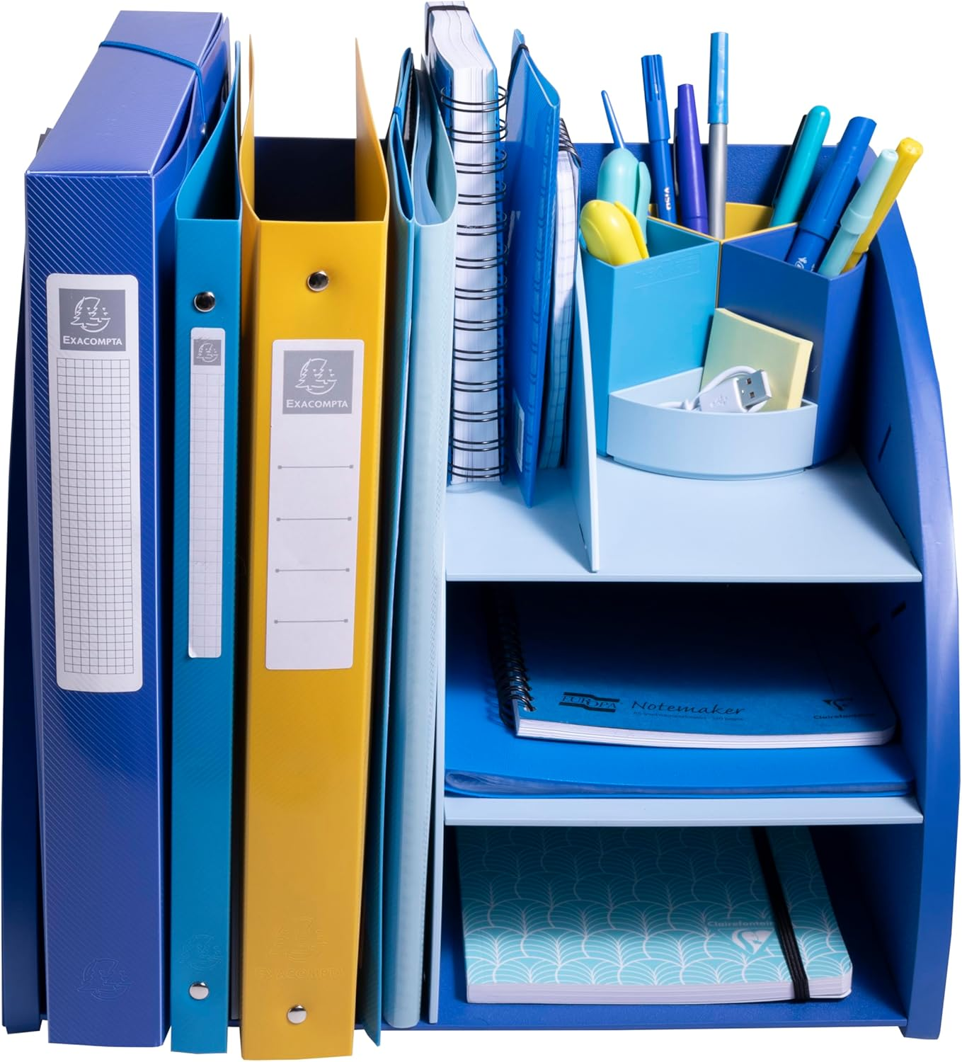 EXACOMPTA - Ref 394202D - 1 Desk Organiser Bee Blue Multifunctional Desk Accessories 6 Compartments A4 A5 A6 Vertical/Lying down - Dimensions 36 X W 29.5 X H 6 Cm Navy Blue / image number 4