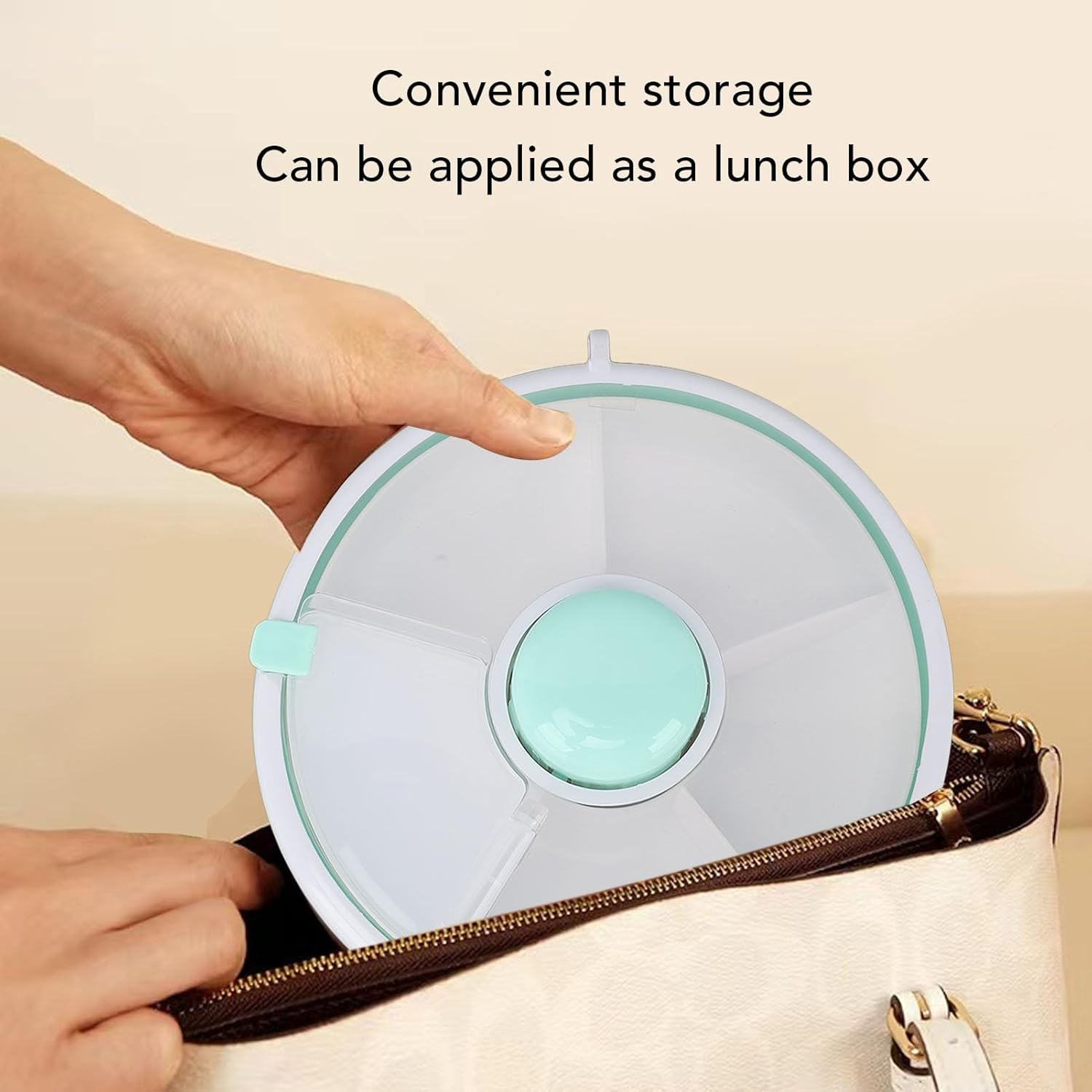 Rotating Kids Food Box, 360&deg; Rotating Snack Bundle, Reusable Snack Container with 5 Compartment Dispenser and Lid, No Spill, Leakproof, Dishwasher Safe, for Home, Travel (Green) - Roseate image number 5