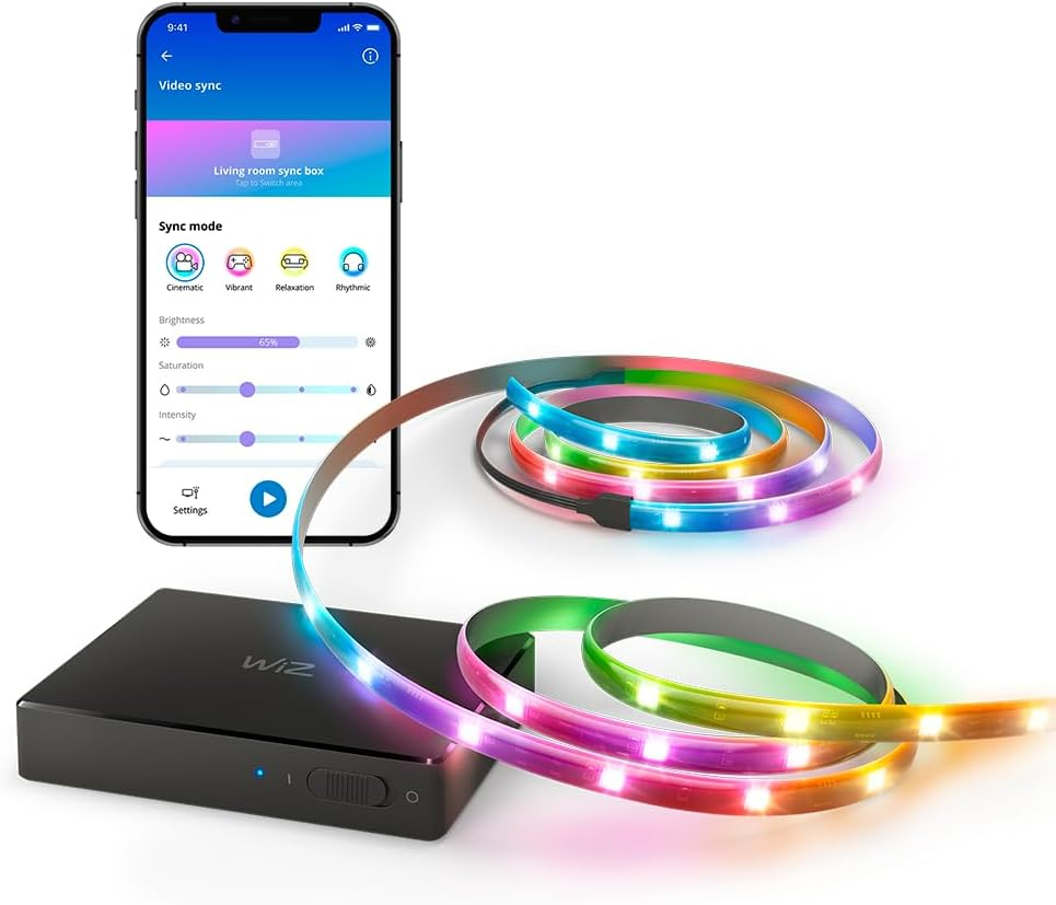 Wiz HDMI Sync Box with TV Lighting, Sync Light with Movies/Games Etc. Supports HDMI 2.0, 4K at 60Hz, RGBIC LED Strip for 75-85-75-Inch, App/Voice Control with Google and Alexa image number 4