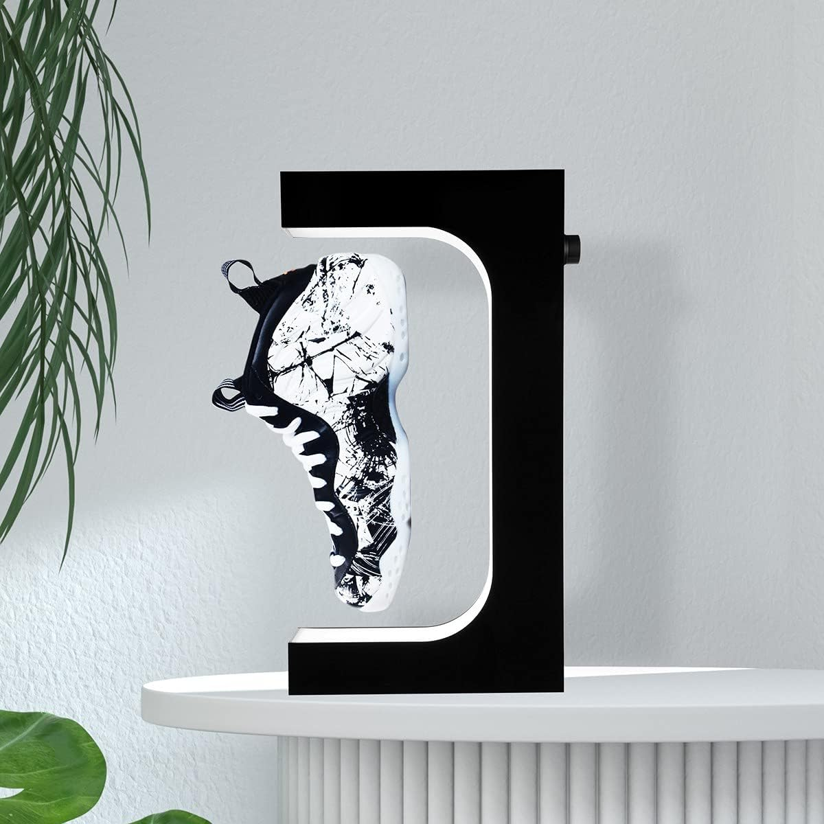 Floating Shoe Display Magnetic Levitation Sneaker Stand with LED Light Rotating Levitating Holder Rack for Shoes Collectors Advertising Exhibition Shoe Store Show Home Decoration, Black image number 1