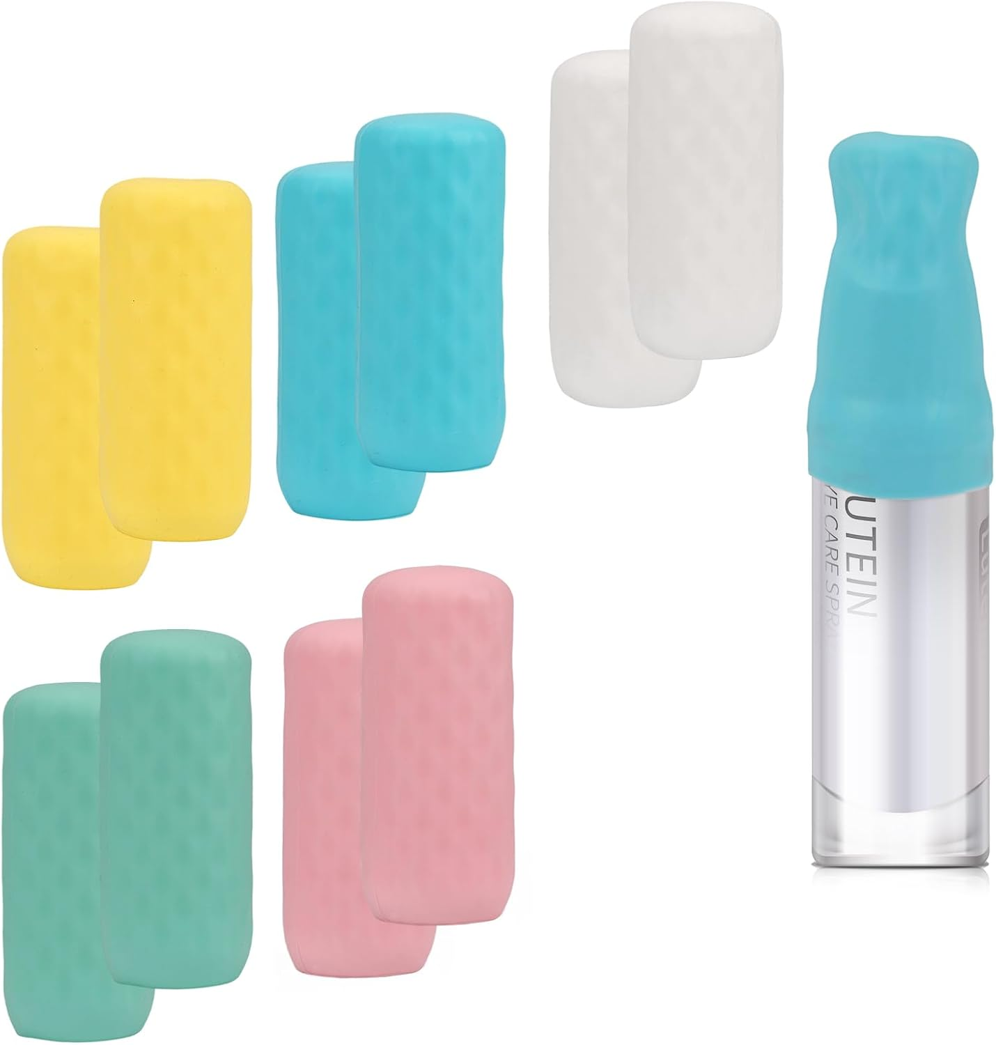 Fiohiros 10 Pack Silicone Bottle Covers, Travel Essentials for Women Men, Cruise & Plane Travel Accessories, Leak Proof for Shampoo, Lotion, Cosmetics, Fit Most Travel Size Bottles, 5 Colors image number 4