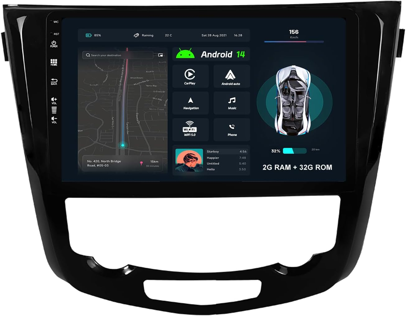 10Inch IPS Double Din Android Car Stereo Radio GPS Navigation for Nissan X-Trail T32 Qashqai J11 Head Unit Camera Carplay BT AM FM Wifi SWC 2G+32G image number 1