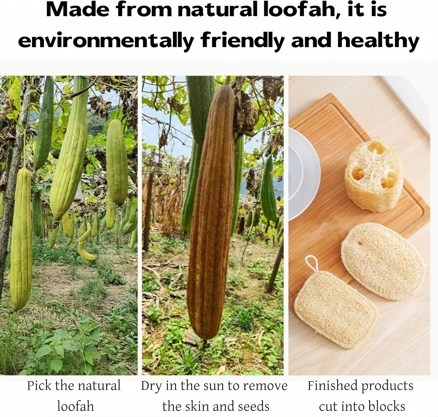 Shoyisenka 2 Pack Pure Natural Loofah Sponges - Eco-Friendly Exfoliating Body & Kitchen Scrub Sponge for Bath/Shower, Organic Multi-Purpose Skin Care Tool with Soft Touch for Adults image number 2