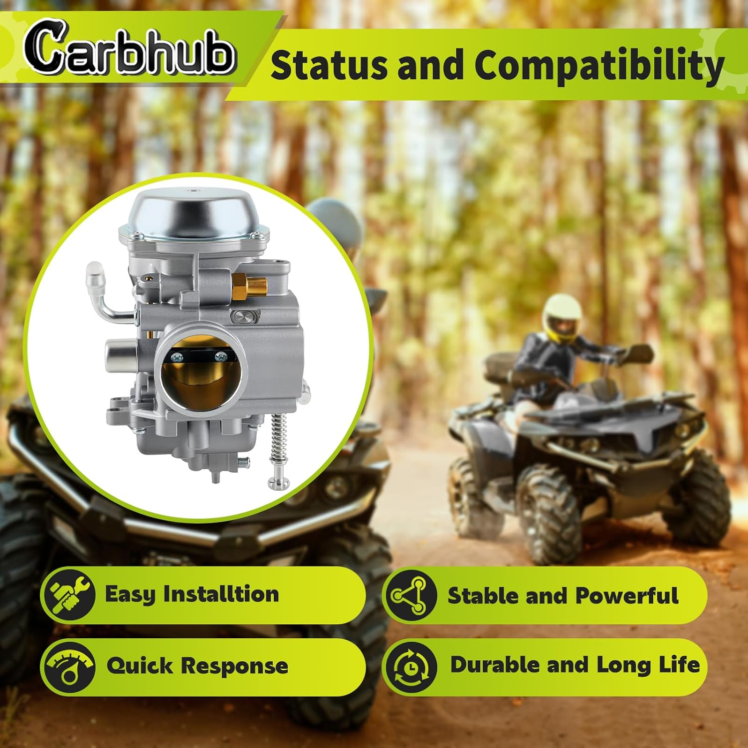 Carbhub Carburetor for Polaris Sportsman 400 HO Carburetor 4WD ATV Quad Carb 2001-2014, Polaris Sportsman 400 HO Carburetor image number 3