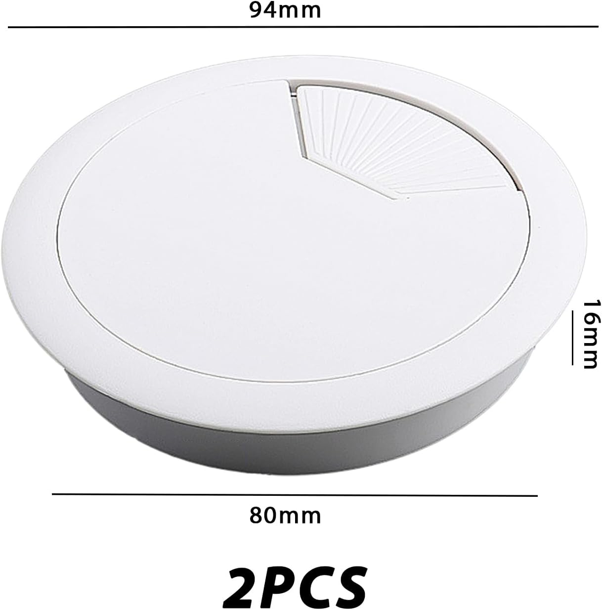 Pack of 2 White 80 Mm Washers for Desk, Cut Out Cable Management Box, Plastic Cable Grommet, Cable Holes for Computer Desk, Suitable for Organising Cables image number 3