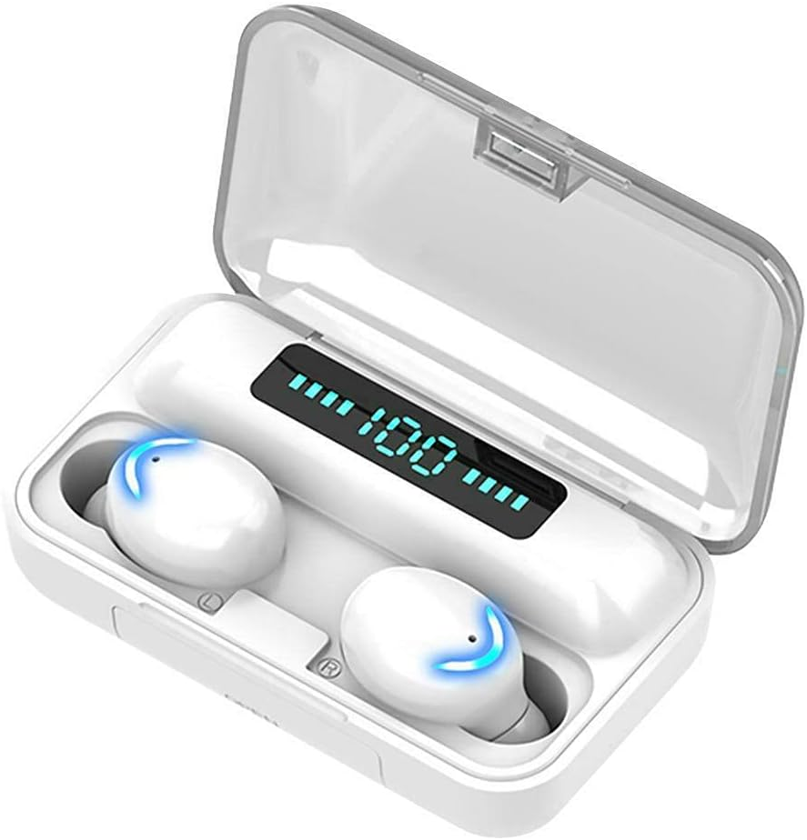 Tec-Digi TWS Wireless Earphones, Bluetooth 5.0 Headphones, True Wireless Earphones for Iphone/Android, 40H Playtime, Touch Control, IPX7 Waterproof, Portable Charging Case, White image number 1