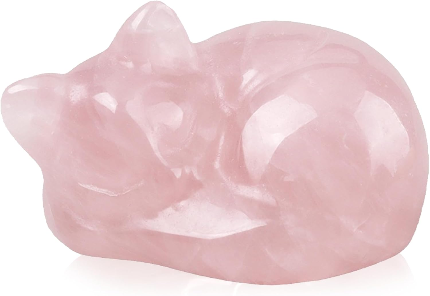 Crystal Cat Statue Decor, Healing Crystal Sleeping Cat Figurines, Cat Gifts for Women, Cute Desk Decor, Cat Sculpture Office Decor, Lucky Kitten Decoration for Cat Lover (Pink) image number 5