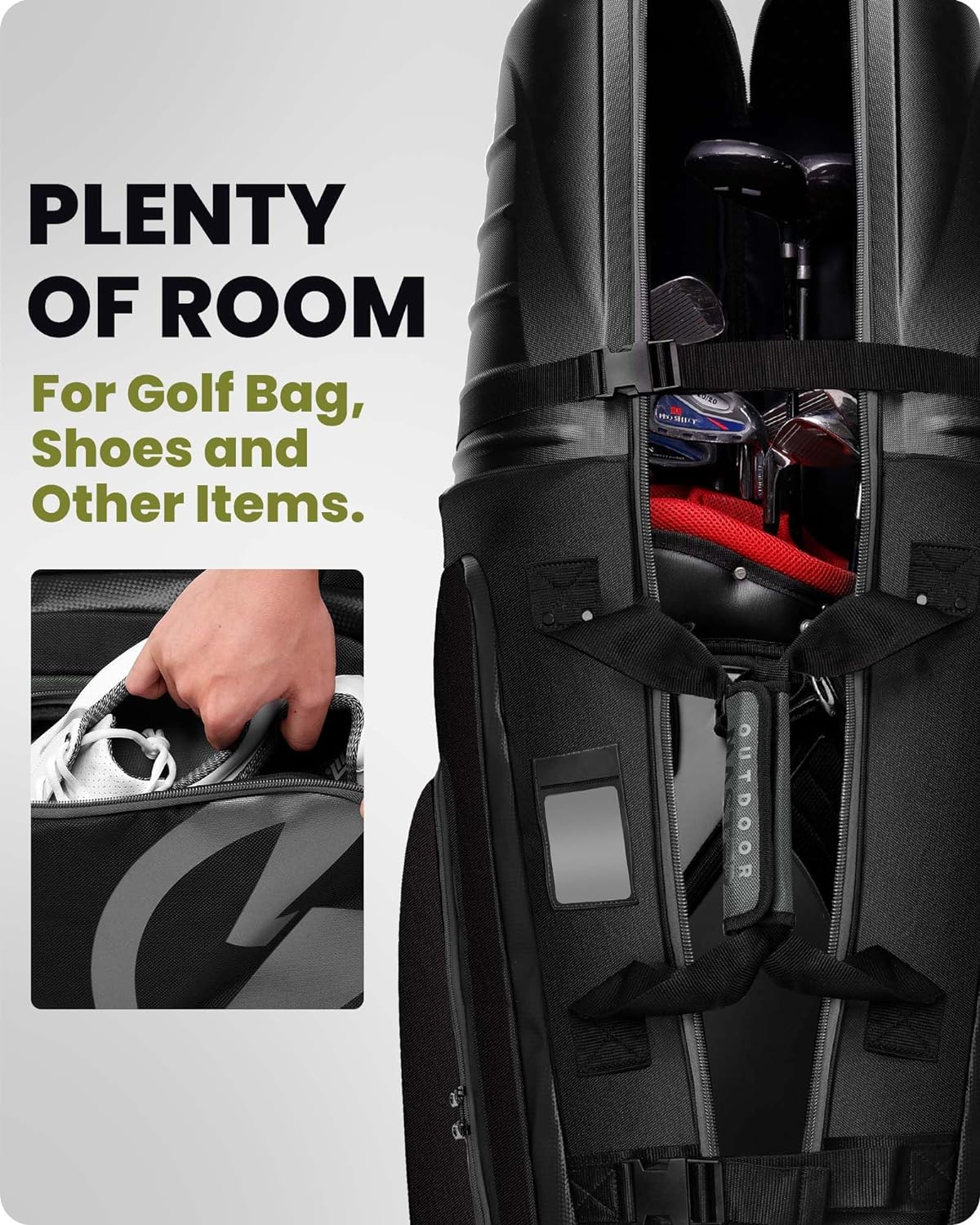 Outdoormaster Golf Travel Bags for Airlines with Wheels and Hard Case Top, Protect Golf Clubs, Lightweight and Easy to Maneuver, Upgrade Version - Grey image number 2