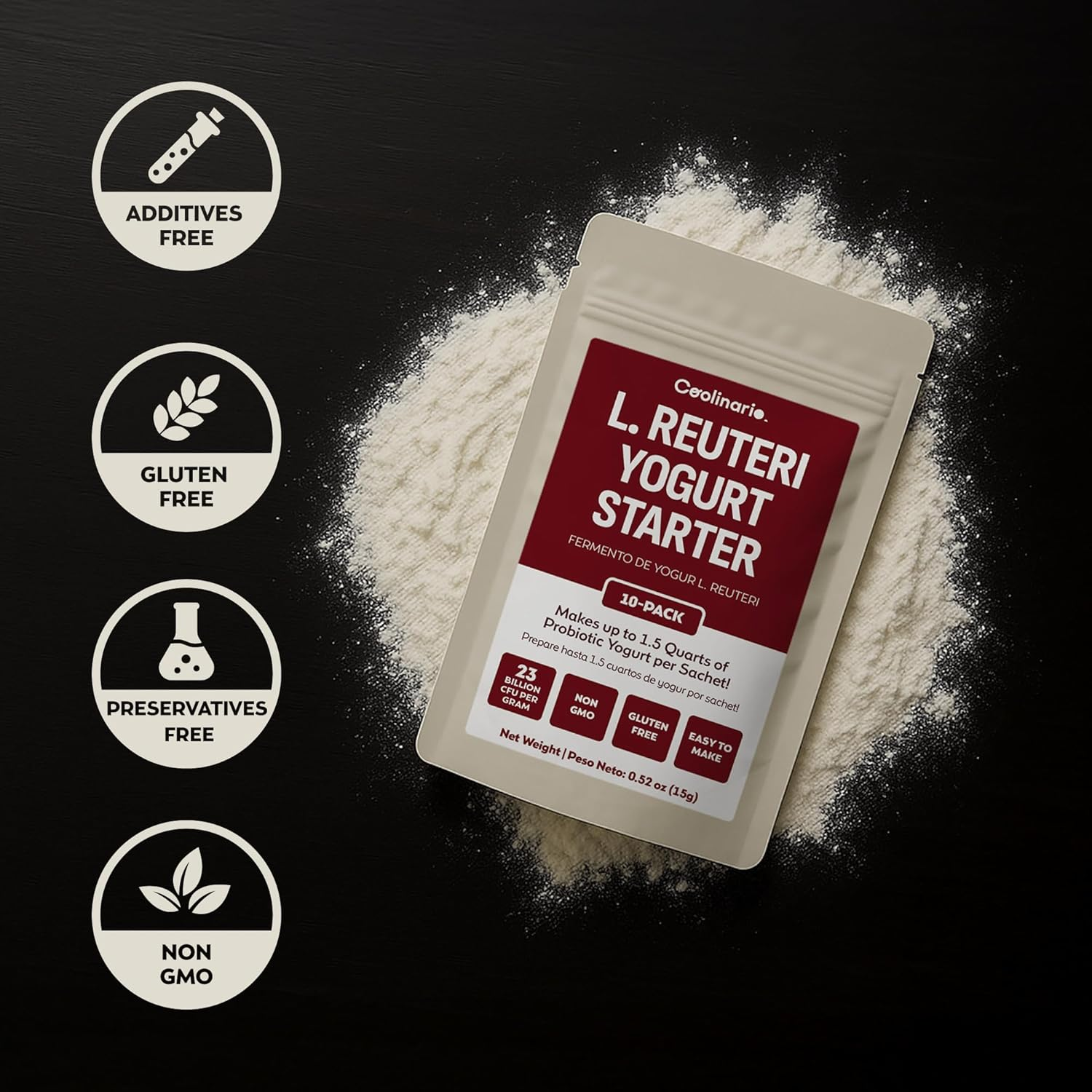 Coolinario L Reuteri Yogurt Starter (10-Pack, 1.5G Sachets) Yogurt Starter Culture with Lactobacillus Reuteri Probiotics | Creamy & Delicious | Non-Gmo, No Preservatives, Gluten Free image number 3