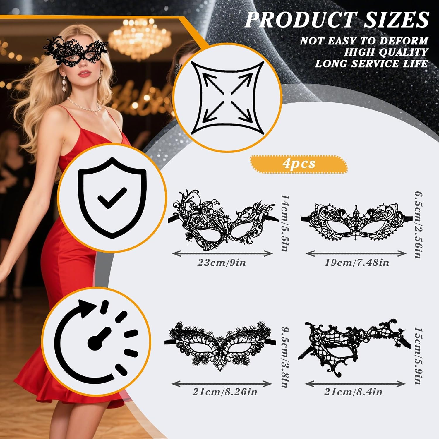 4-Piece Lace Masquerade Mask Set &ndash; One-Second Transformation Party Essential: Halloween Mask, Cat Mask, Masquerade Masks, Black Face Mask, Masquerade Mask Women.